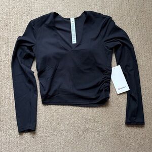 Lululemon All It Takes Ribbed Nulu V-Neck Long-Sleeve Shirt, B-D Cups, Black, 10